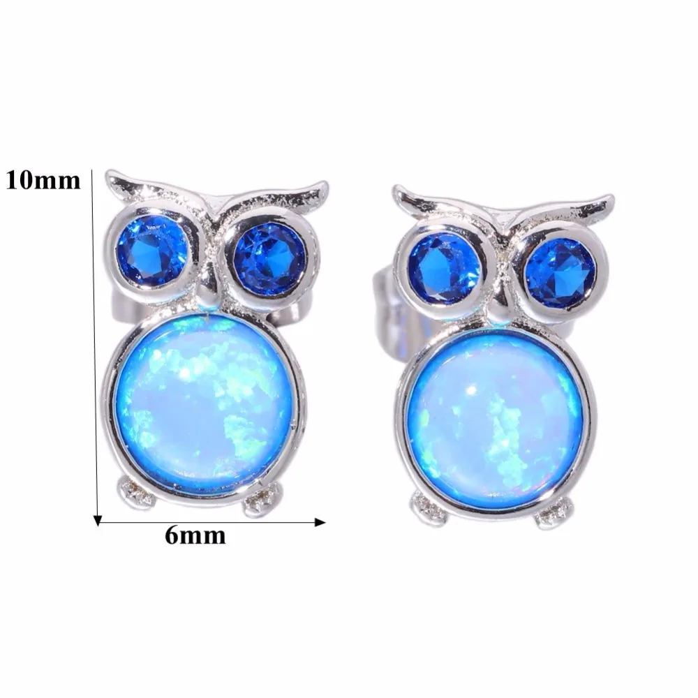 Женские серьги-гвоздики с белым и голубым огненным опалом 10 мм | Украшения