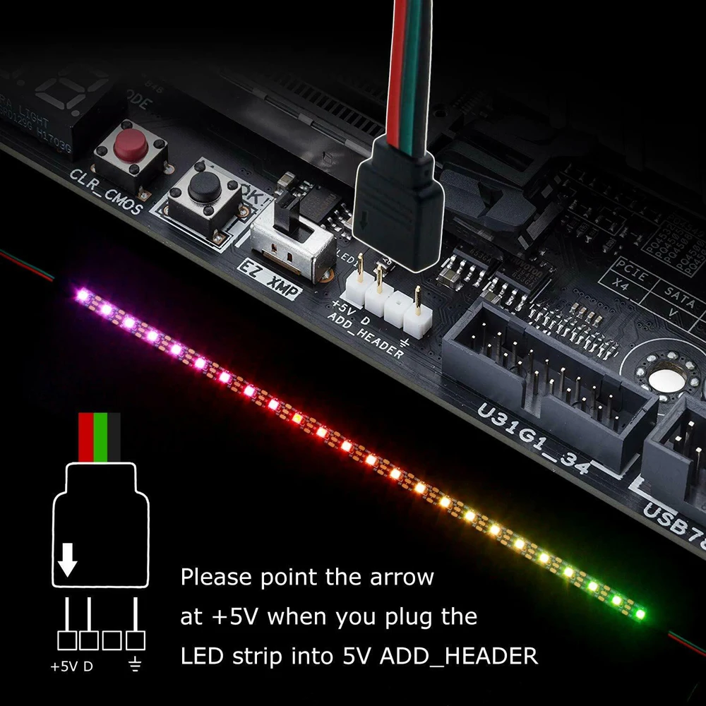 WS2812b цветных (RGB) светодиодных лент для ASUS AURA SYNC / MSI Mystic светильник