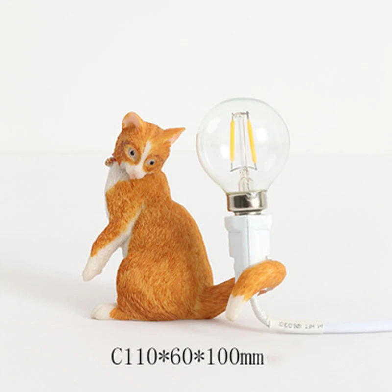 Nordic Style Creative Animal Table Lamp Mini Cat Lamp Modern Design Desk Lamp Bedside Lamp Birthday Gift Lampfor Childrens Room