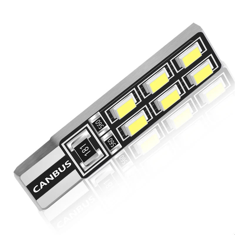 1 шт. T10 W5W Автомобильный светодиодный светильник CANBUS 12 свет 3528 SMD габаритная лампа для чтения 194 168 2825 сигнальная лампа белого цвета 12 В