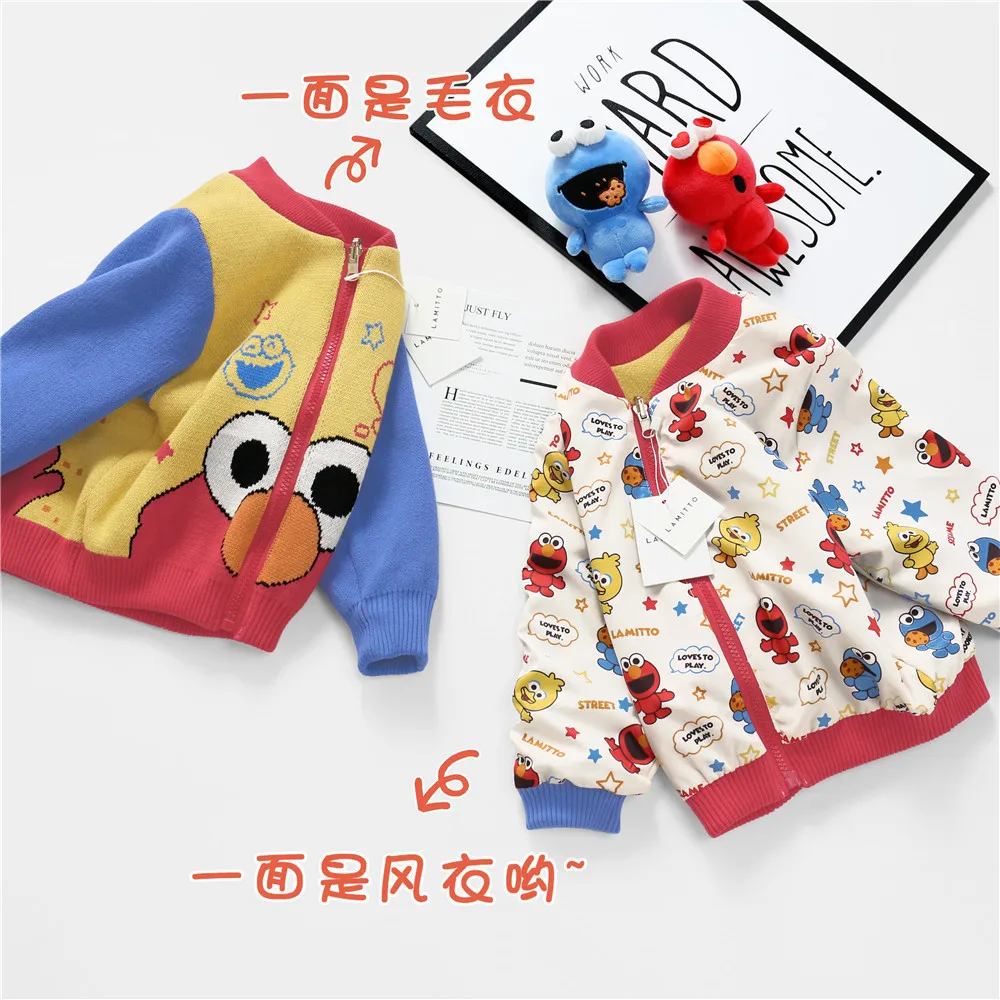 Tonytaobaby/новая осенне-зимняя одежда для мальчиков и девочек, ветрозащитное хлопковое трикотажные пальто Двусторонняя одежда
