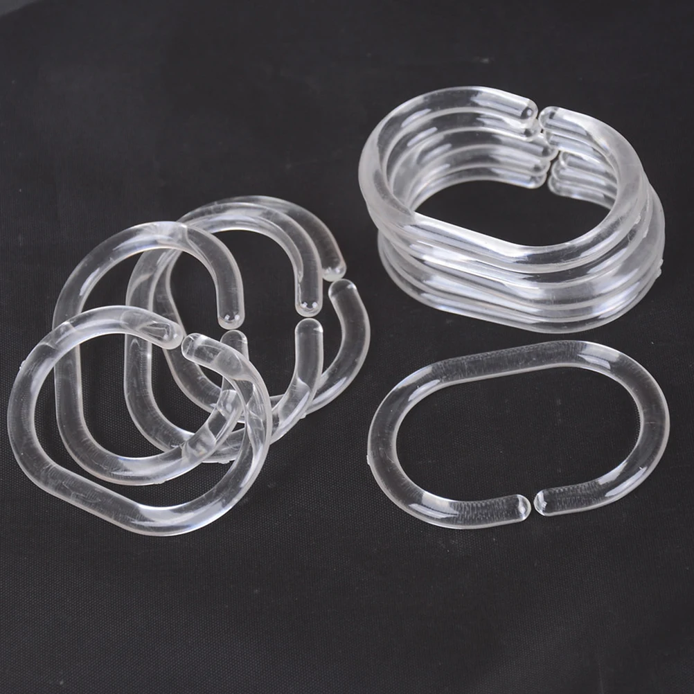 

12Pcs/set Plastic Clear C Type Bathroom Shower Curtain Liner Hook Hooks Rings Approx. 5.6 x 3.6cm