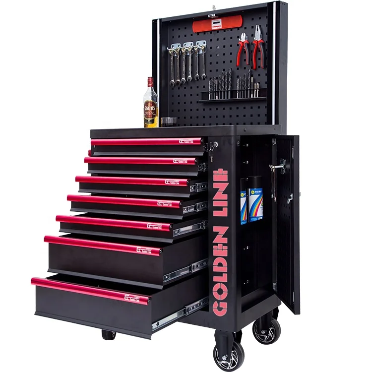 mobile roller toolbox and tool trolley with cabinet handle tool set for cart repair