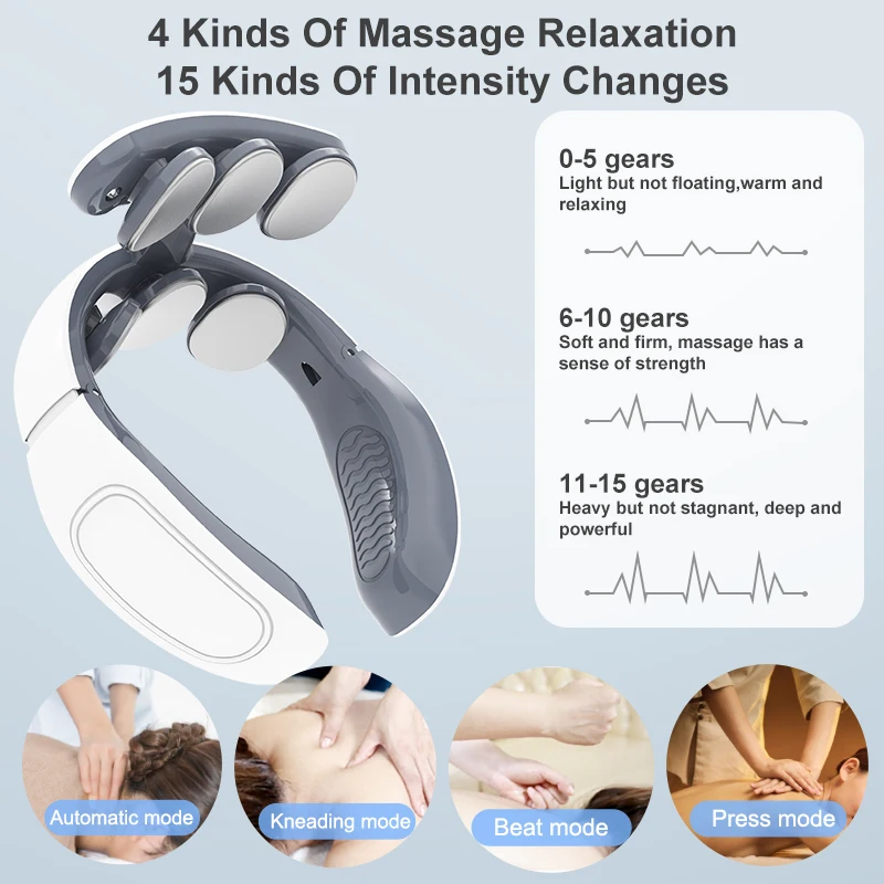 Neck&ampBack Massager machine Electric Powerful Pain Relief Heat Tool Cervical Relaxation body Vertebra Health Care Massag devices | Красота