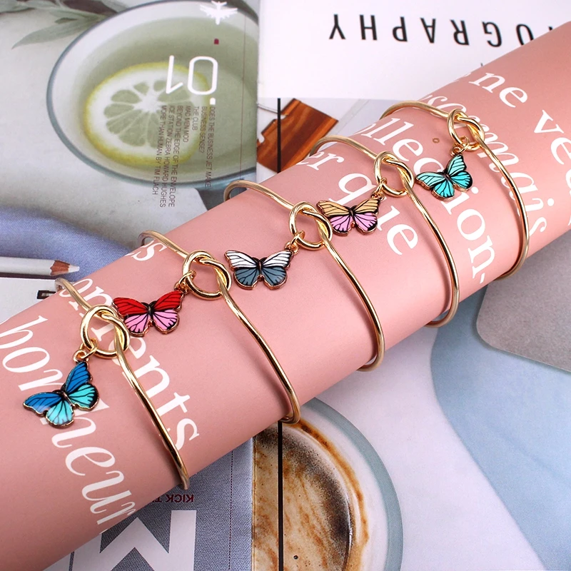 5 шт. Модные женские ювелирные изделия браслеты с подвесками в виде бабочек для