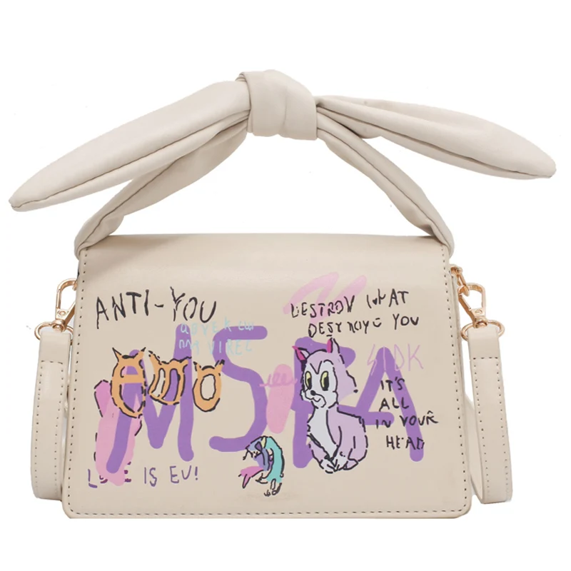 

Niche Design Popular Bag Female 2021 New Fashion Hot Graffiti Messenger Bag Senior Handbag Square Bag Shoulder Bag Width: 20cm