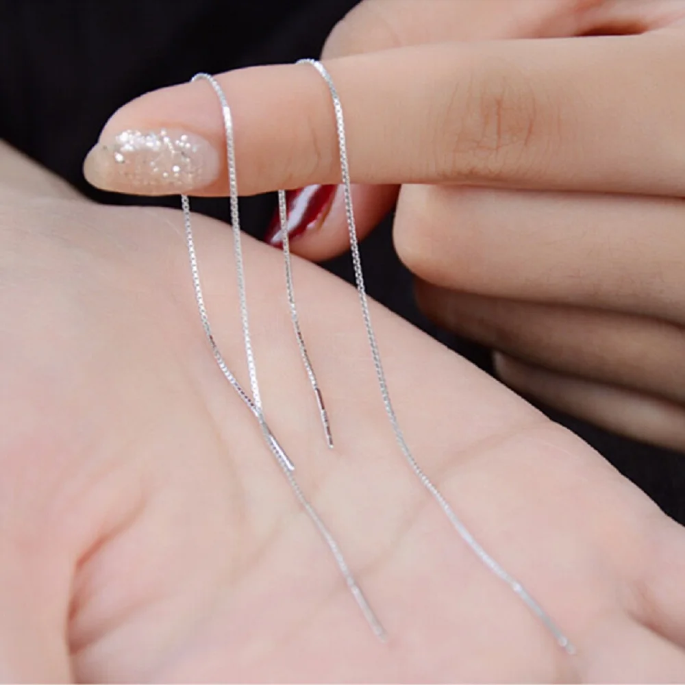 Модные женские туфли 1 пара Серебряные нити серьги цепи уха нить для девочек