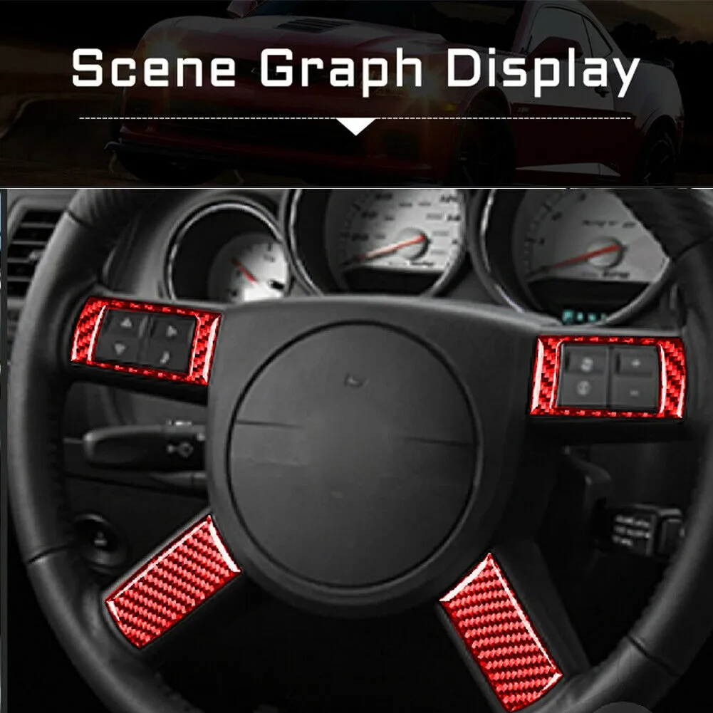 

For Dodge Challenger 2008-2010 Button Cover Trim Steering Carbon Fiber
