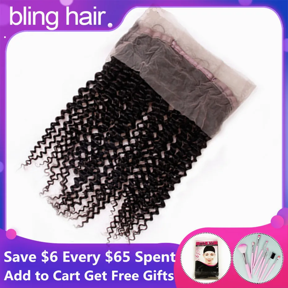 Bling Hair бразильские кудрявые 360 кружева лобовое закрытие с детскими волосами предварительно выщипанные Remy человеческие волосы закрытие отбеленные узлы