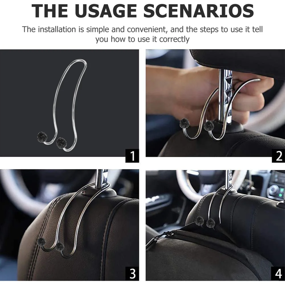 

2PCS Car Storage Hook Seat Back Rhinestone Stainless Steel Multi-functional Hook