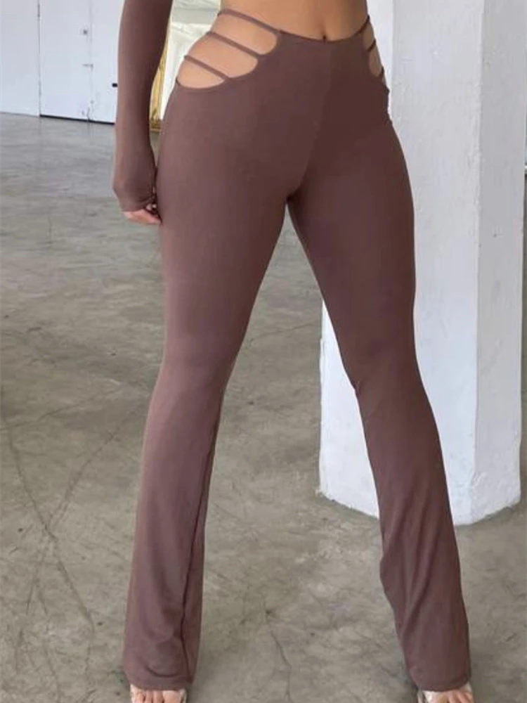 

Женские брюки 2021, сексуальные брюки с вырезами и дырками, облегающие спортивные брюки для фитнеса, широкие брюки с вырезами, уличные Капри, б...