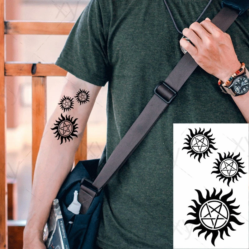 Водостойкая временная татуировка наклейка звездное пламя женская мужская