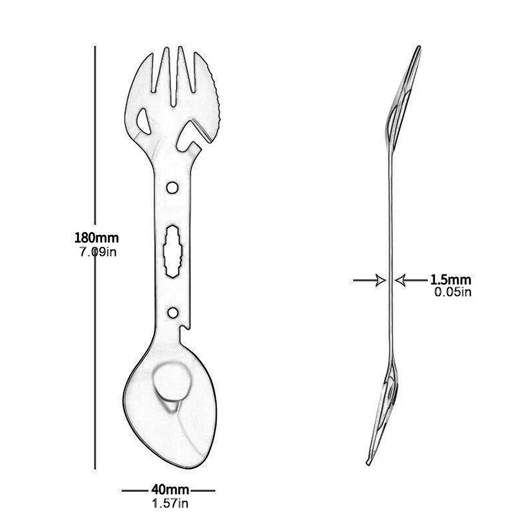 

Outdoor Multifunctional Stainless Steel Camping Cutlery Fork Spoon Hiking Folding Picnic Portable Sets Fork Spoon