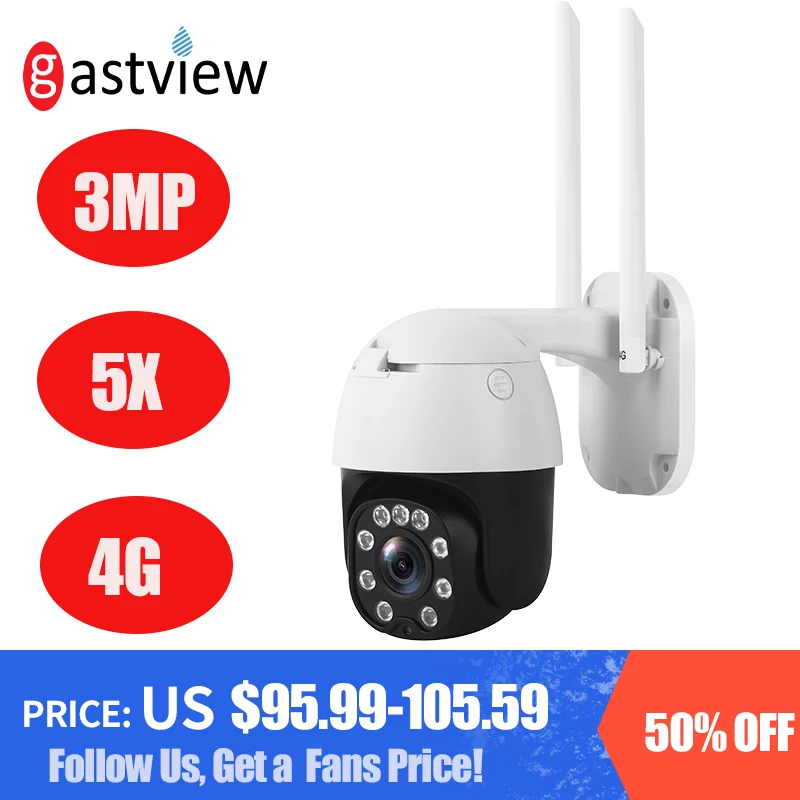 [3MP 5X Fans цена] 3MP 4G SIM PTZ IP камера Открытый Купол беспроводная Wifi безопасности