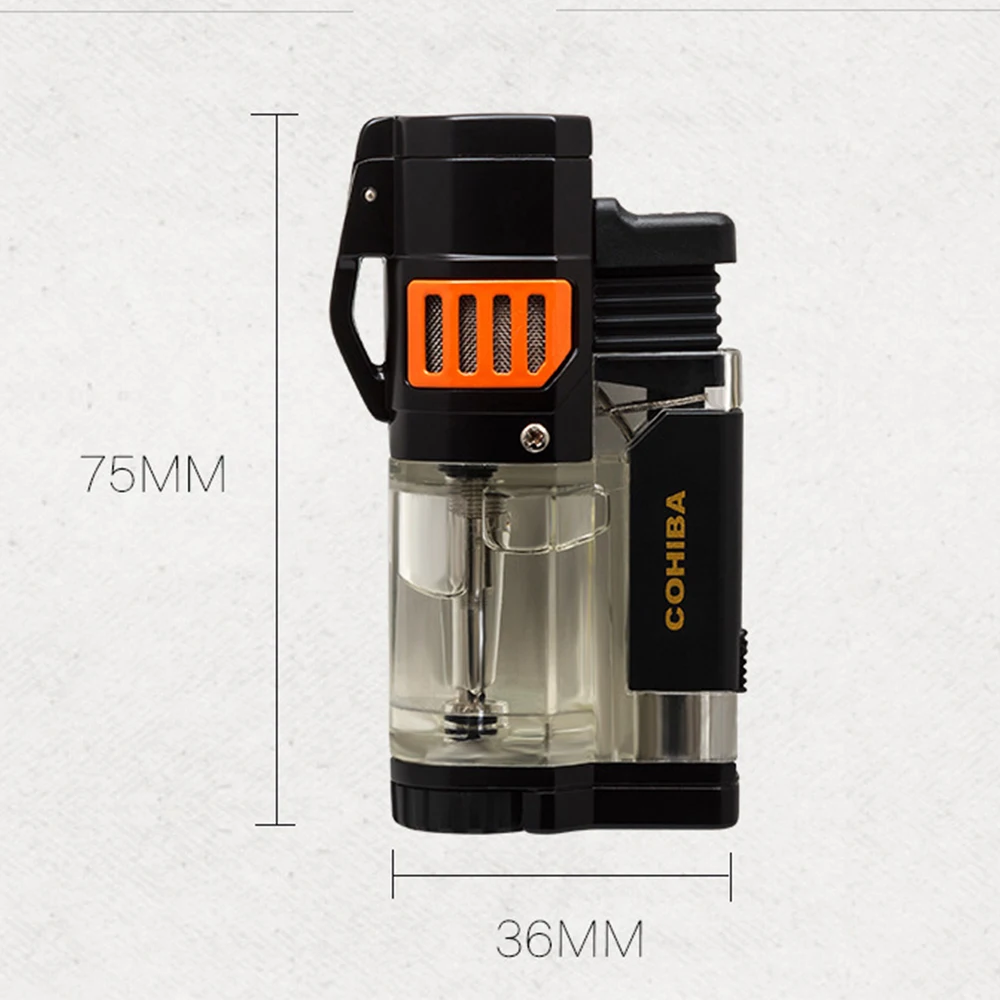 Зажигалка для сигар зажигалка табака с 3 фонарь ками Заправляемый инструмент
