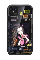 anime girl self power supply luminous flash phone case for apple iphone 12 11 xr pro max voice control protect glass cover