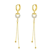 925 sterling silver ear buckle bohemian style crystal tassel pendant popular female hoop earrings fashion jewelry birthday gifts