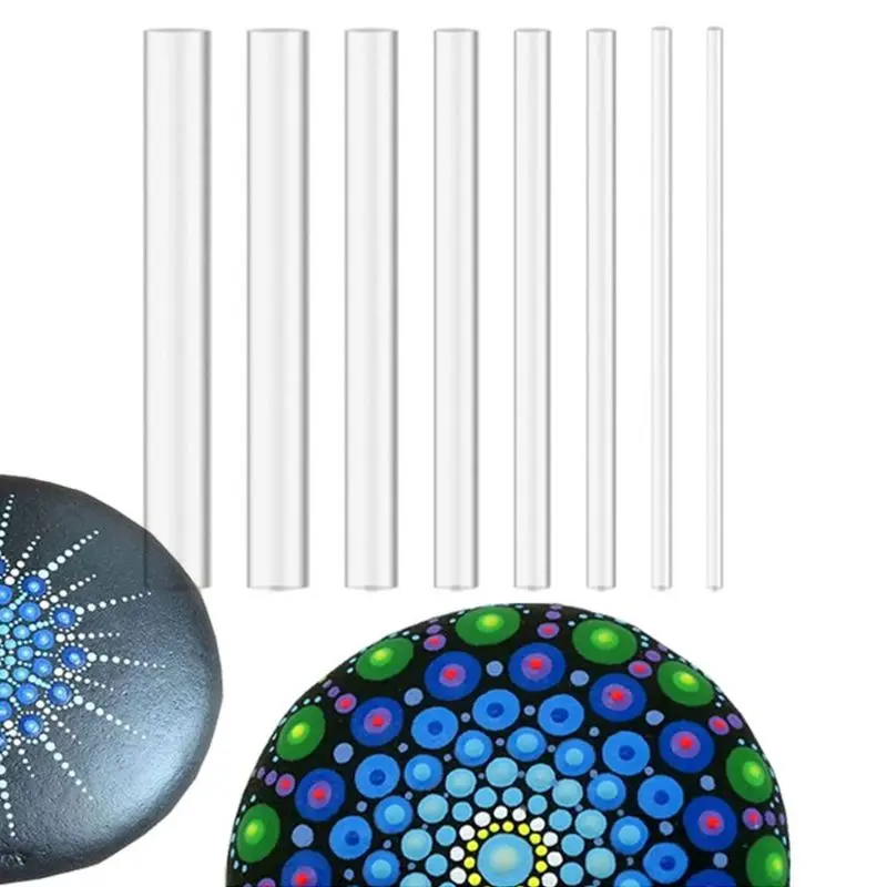 

2021 New 8pcs Clear Round Acrylic Rod Round Twist Bar Dotting Rock Painting DIY Tools