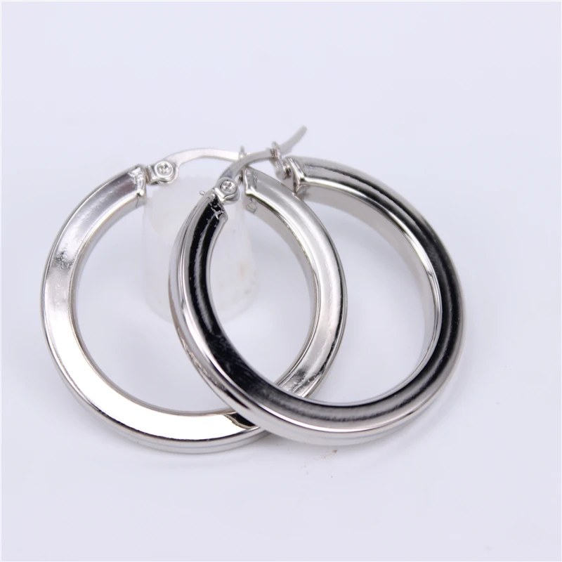 silver color43mm Горячая полые несколько размеров золото/серебро Цвет классические ювелирные изделия из нержавеющей стали гладкие серьги-кольца для вечеринки для женщин LH773 - Окраска металла: silver color43mm