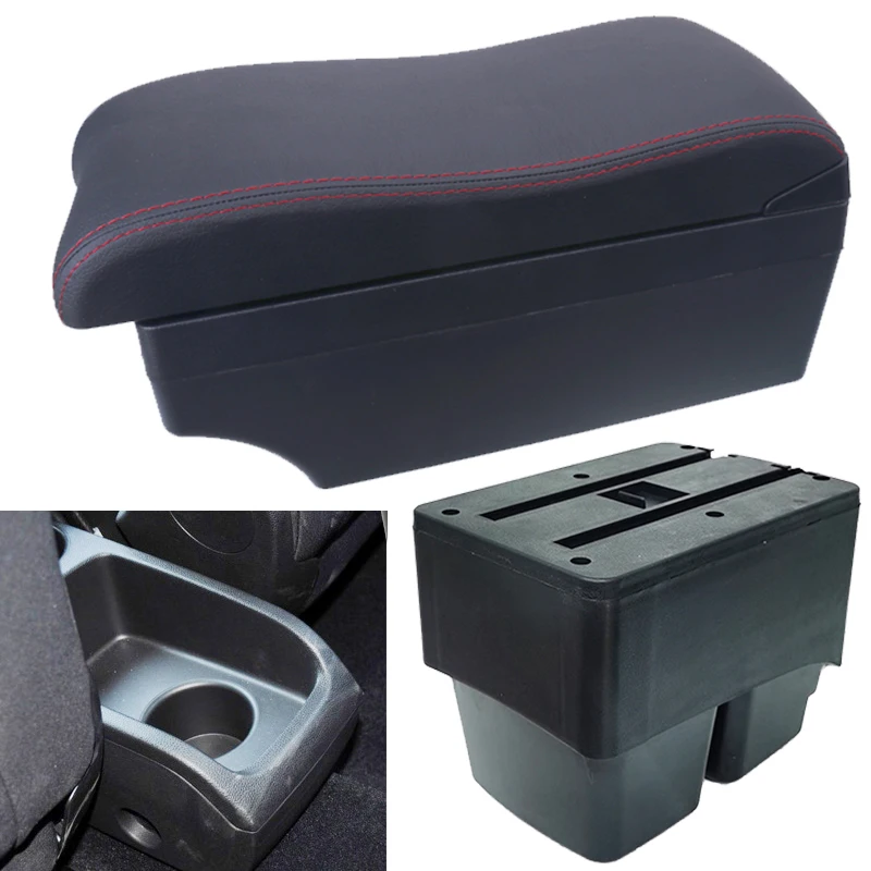 

Armrest Box For Ford Fiesta Interior Retrofit Parts Car Special Armrest Center Storage Box With USB LED Light Auto Accessories