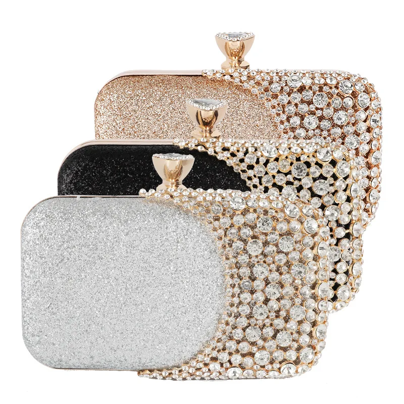 

Qyahlybz band ladies diamond luxury designer handbag studded banquet clutch dress evening bag female party clutch bag