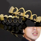 Накладные зубы в стиле хип-хоп, для мужчин и женщин, 6 верхних и нижних зубьев, золотого и серебряного цвета