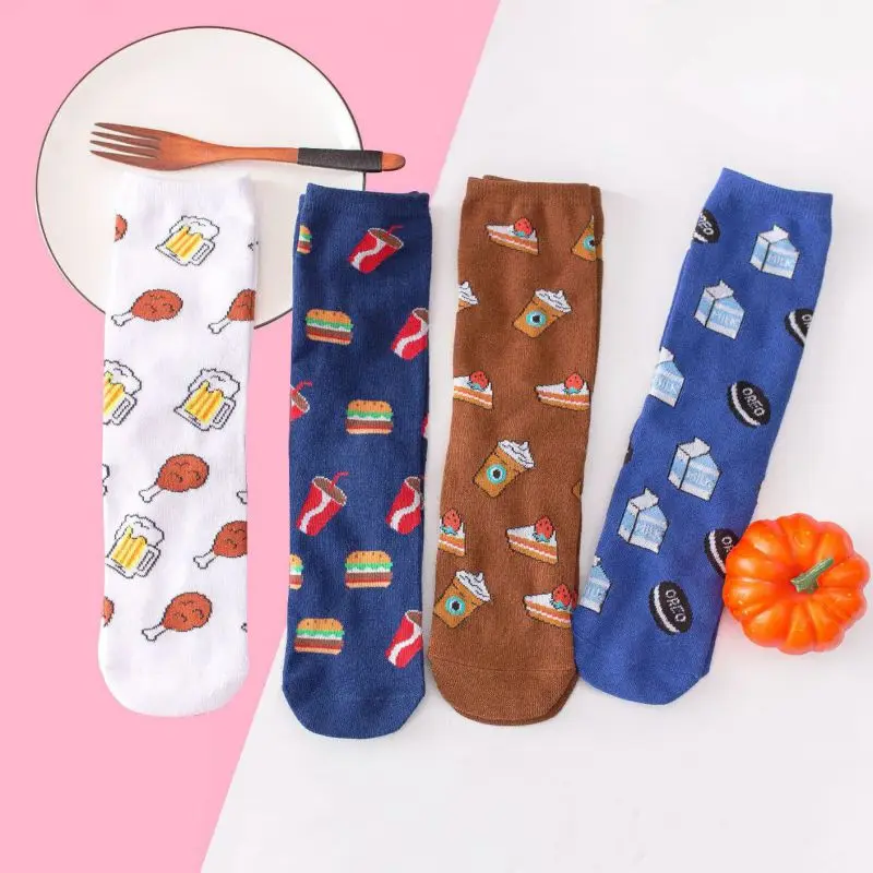 Женские носки Забавные милые хлопковые в стиле Харадзюку для скейтборда