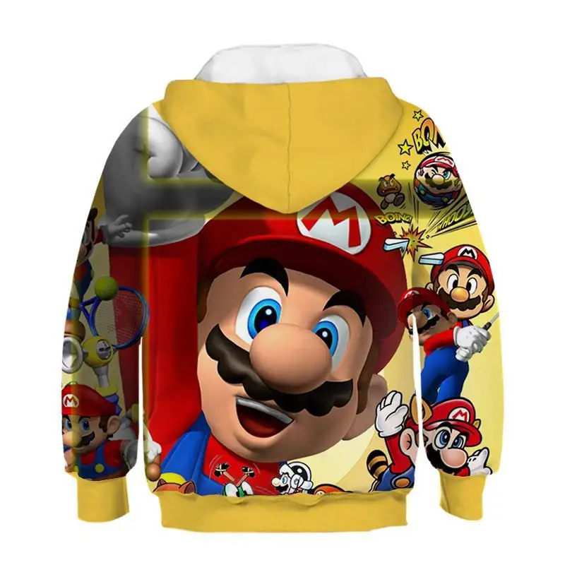 Консольная игра super Mario bros. Детская толстовка с капюшоном и 3D-принтом; модная детская толстовка в стиле Харадзюку в стиле хип-хоп
