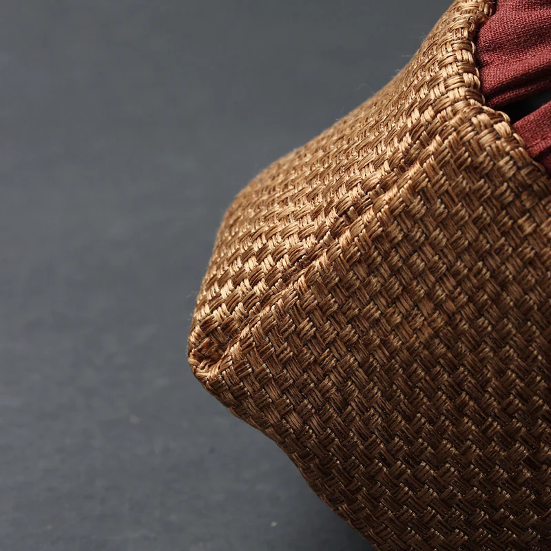

Portable Travel Tea Set Storage Bag Japanese Style Hand Woven Bamboo Teapot Quick Cup Handbag Package for Jewelry Tea Cup Toys