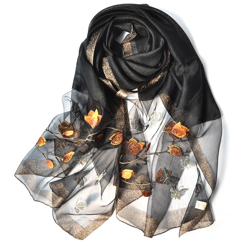 

2021 Floral Bird Printed Women Long Scarf And Shawl Female Fashion Design Hijab Bufanda White