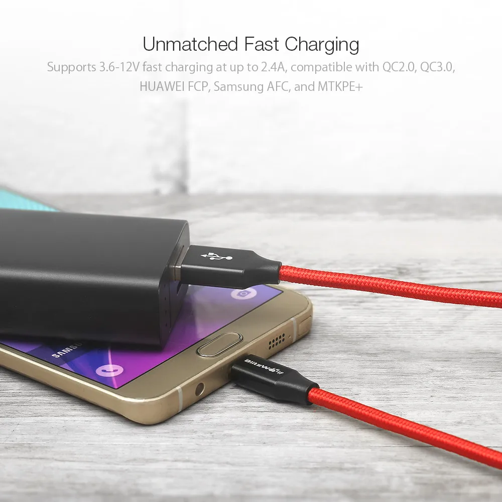 Кабель Micro USB BlitzWolf для Android кабель передачи данных 2 4 А мобильный телефон зарядный
