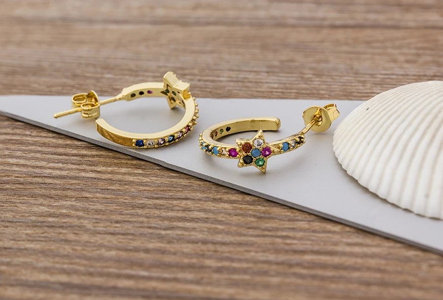 Dames Regenboog Hart Oorbellen Topkwaliteit Koper CZ Kleurrijke Zirkoon Eeuwige Elegante Sieraden Oorbellen
