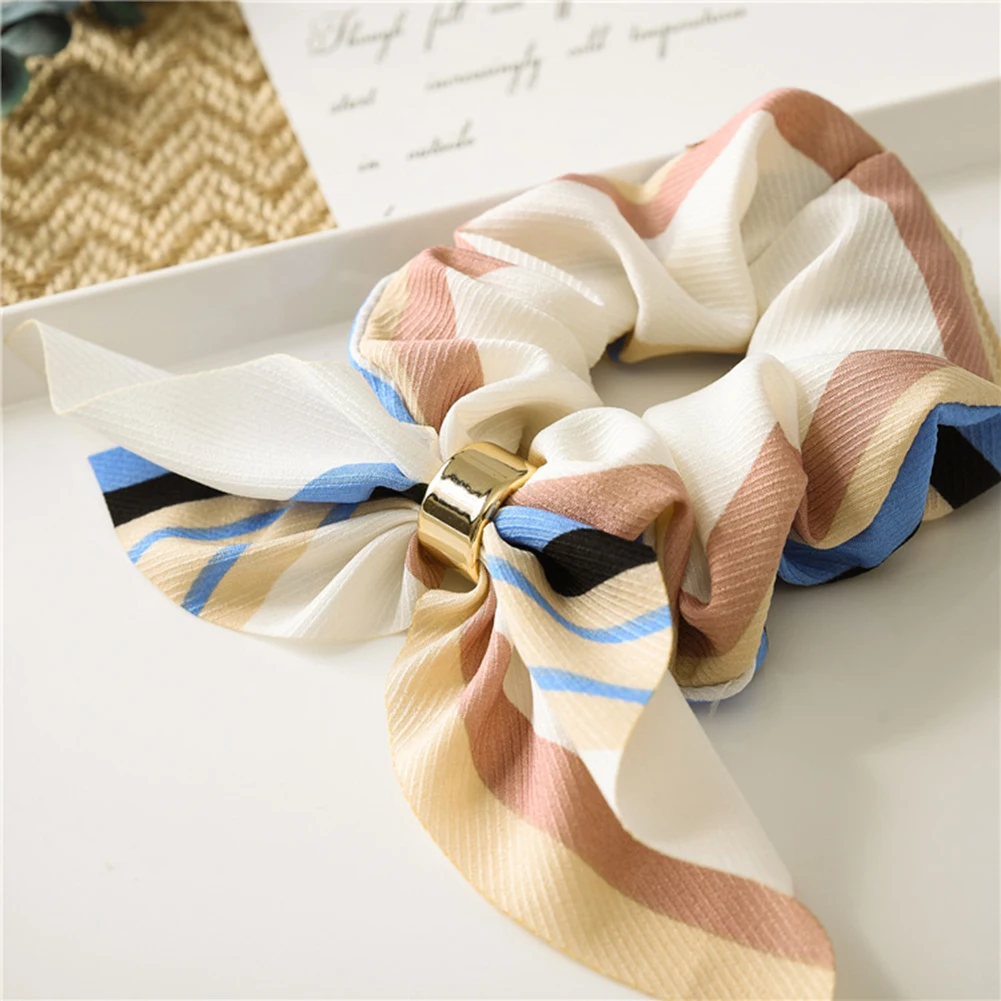 Цветочные полосатые металлические пряжки резинки для волос корейские милые