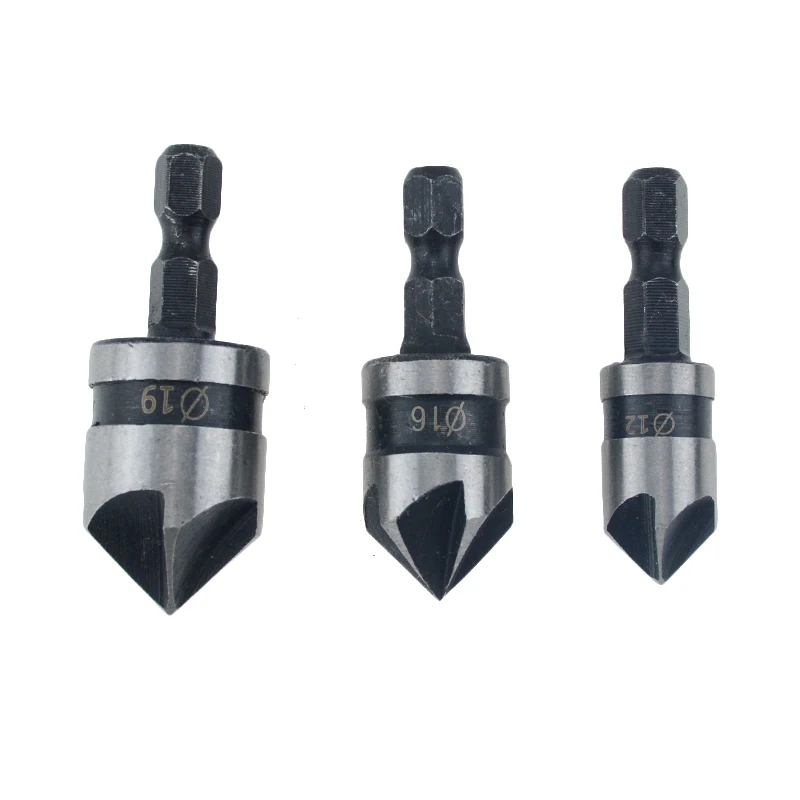 

3PCS 12mm 16mm 19mm Countersink Drill Bit Set 90 Degree Chamfering Cutter Mayitr For Wood Metal