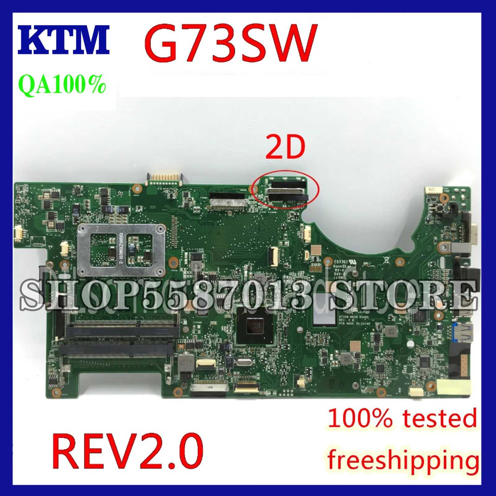 

KEFU G73SW motherboard For ASUS G73SW G73S G73 Laptop motherboard 4 SLOTS 2D REV: 2.0 HM65 G73SW Motherboard test original