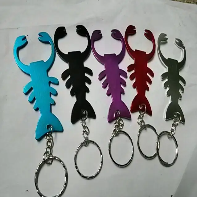 

Print Personalized LOGO Lobster Aluminum Beer Bottle Opener With Fashion Keychain Key Ring Pendant Wedding Favor Gift
