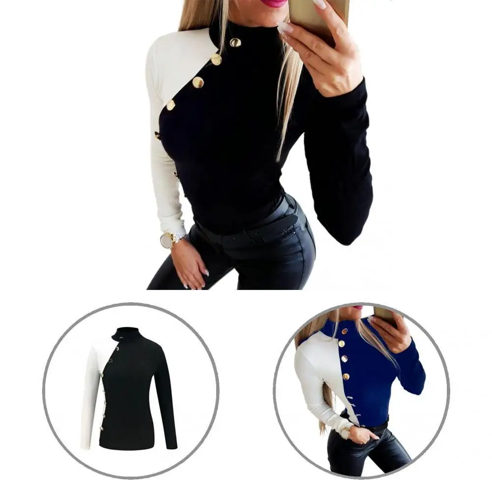 

Breathable Quick Drying Patchwork Color Lady Tunic Blouse Female Clothing