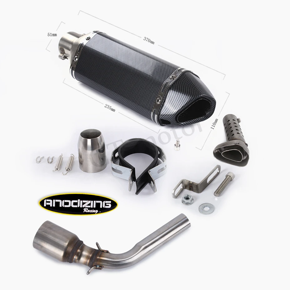GT Motor - Motorcycle Exhaust Muffler Link Pipe Carbon Fiber middle Escape FOR HONDA GROM MSX125 2013-2015 slip on | Автомобили и