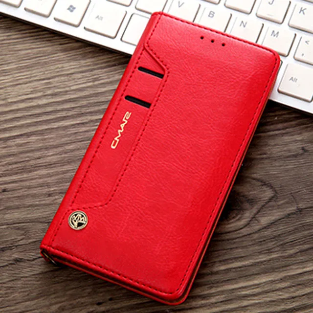 Red Роскошный чехол-бумажник с откидной крышкой для samsung Note10+ Прочный Магнитный кожаный чехол для Galaxy S8 S9 S10 5G Plus S7 Edge Note 10 9 8 Coque - Цвет: Red