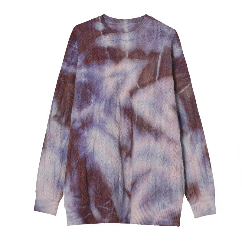 

GTDOM Men Korean Style Tie dye Pullover Sweaters O-Neck Long Sleeve Oversize Fashion 2021 Spring New Men Hip Hop Sweaters