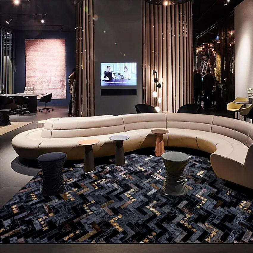 Рабочий коврик из натуральной воловьей кожи в американском стиле черный меховой