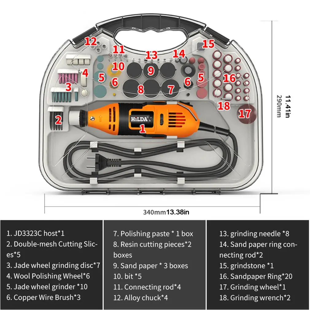 

Plastic Box 200W Electric Grinding Pen Set Electric Mill Grinding Tool Package Stone Grinding Head Cutting Blade
