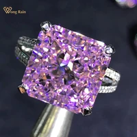 wong rain luxury 925 sterling silver 6 ct radiant cut created moissanite gemstone diamonds wedding engagement ring fine jewelry