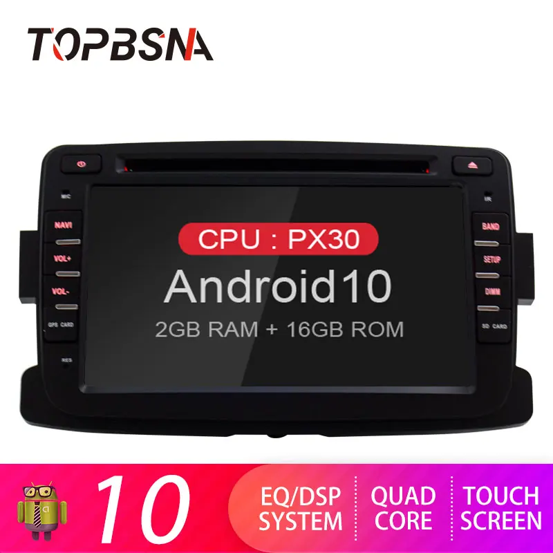 Автомагнитола TOPBSNA 1 Din Android 10 для Dacia/Sandero/Duster/Renault/Captur/Lada/Xray 2/Logan 2 GPS навигация