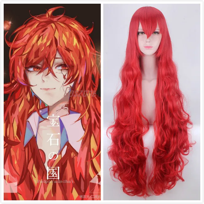 Светлые Волнистые волнистые волосы Houseki No Kuni из папарадши длиной 110 см красные