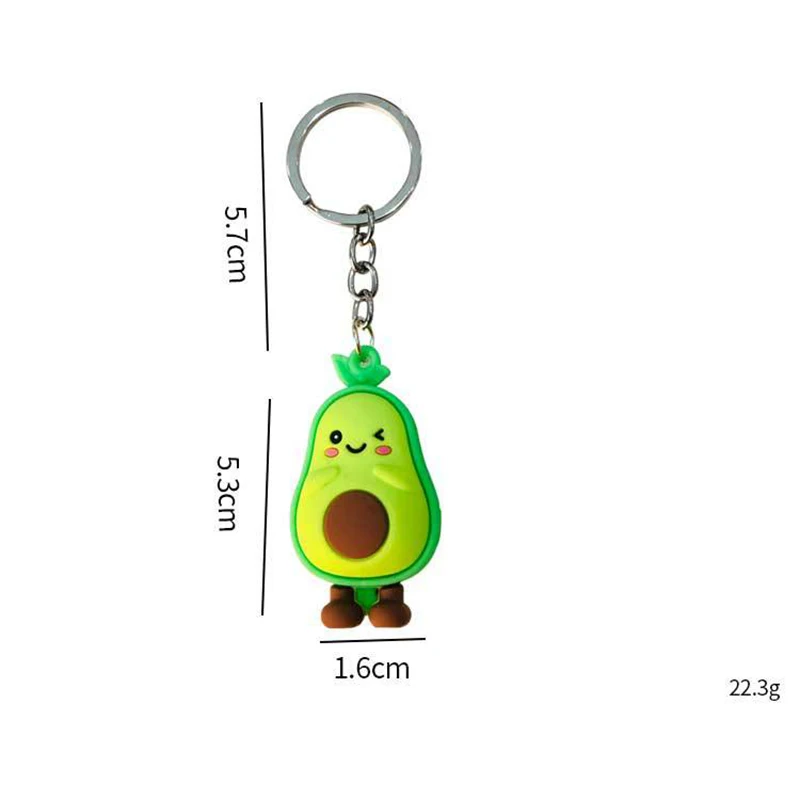 

Cute Simulated Fruit Avocado Keychain 3D Soft Resin Smiling Avocado Keychains Couple Jewelry Women Fashion Christmas Small Gift