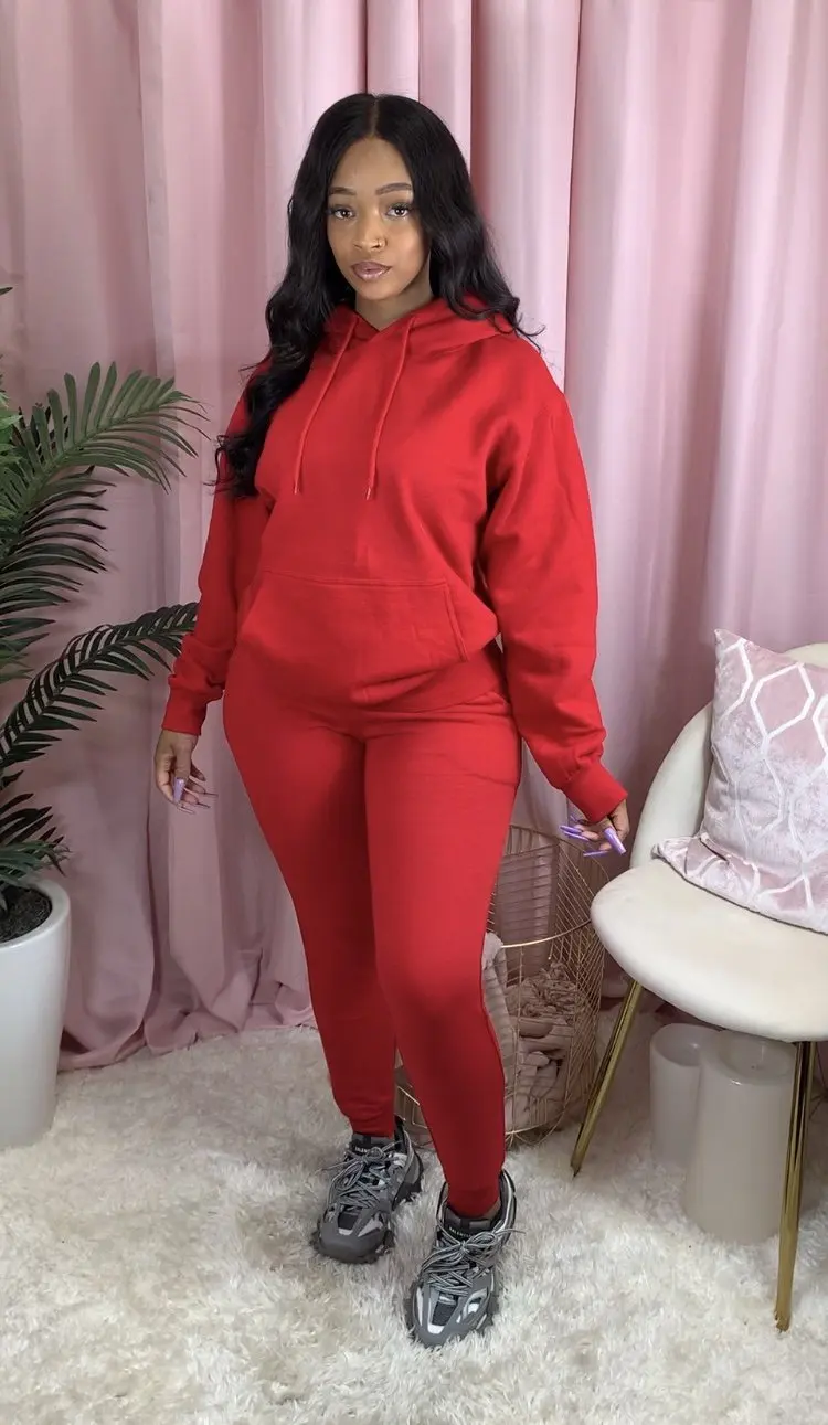 Fashion Women Two Piece Set Hooded Sweatshirts Pencil Jogger Sweatpants Suit Tracksuit Fitness Outfit Matching Set