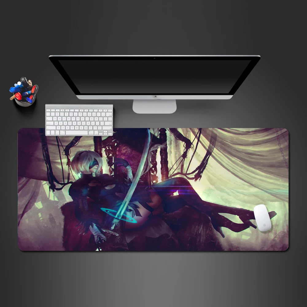 

Популярный игровой коврик для мыши NieR Automata, игровой коврик с закругленными краями и противоскользящим покрытием, самые практичные настольн...