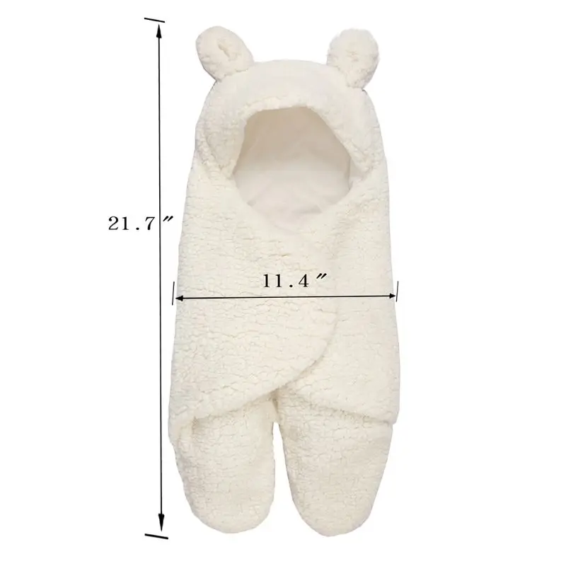 

Newborn Baby Blanket Swaddle Wrap Winter Cotton Plush Hooded Sleeping Bag 0-12M