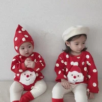 children kids winter sister%c2%a0matching%c2%a0outfits girl wool sweatshirts toddler baby hooded jumpsuit christmas red tops pants outwear